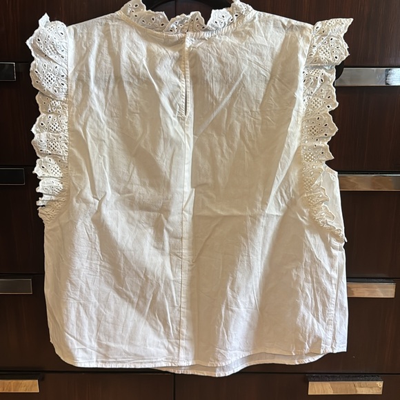 H&M White Eyelet Trim Blouse. Small - Picture 5 of 5